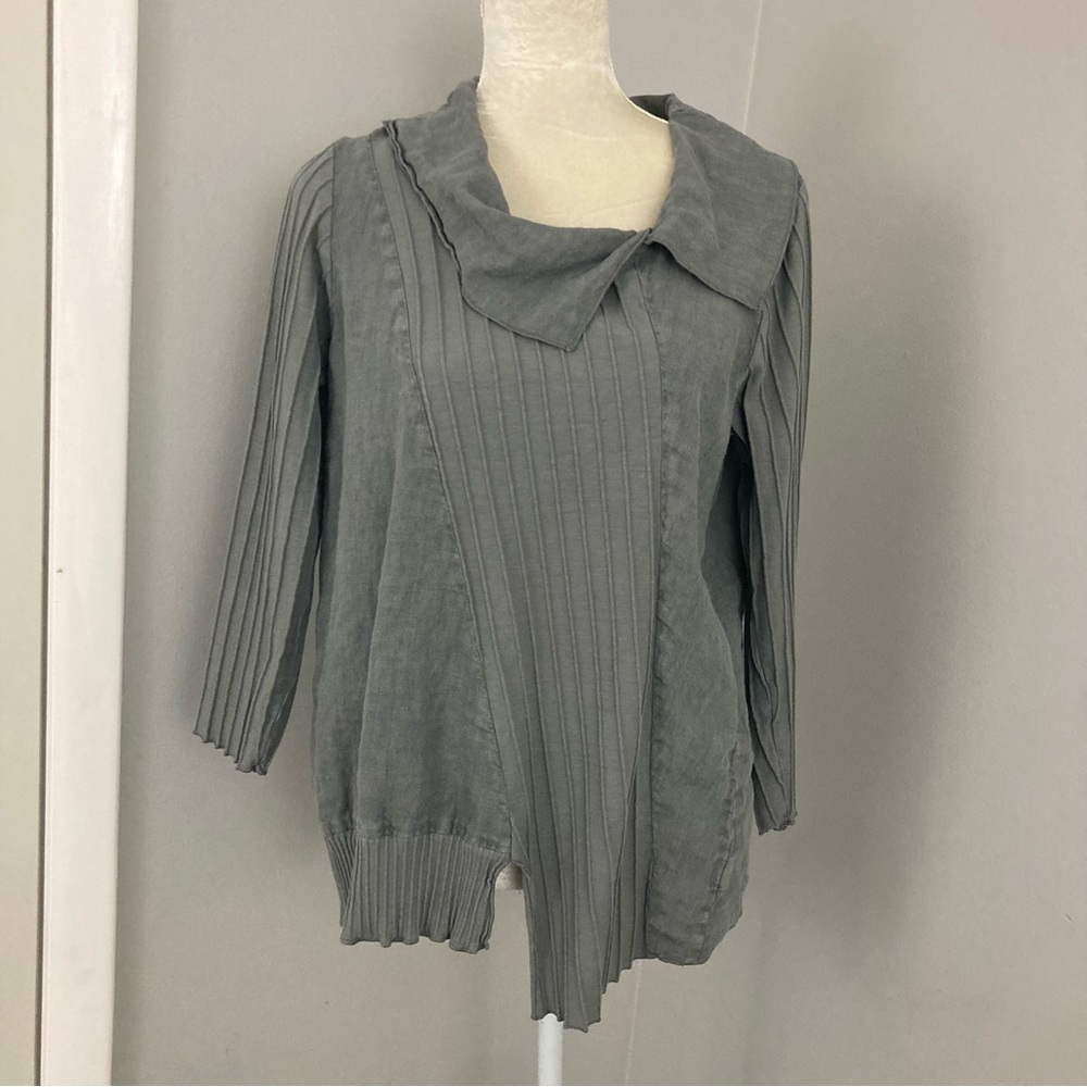 Fenini artsy Lagenlook pullover blouse top cotton linen mixed media size M